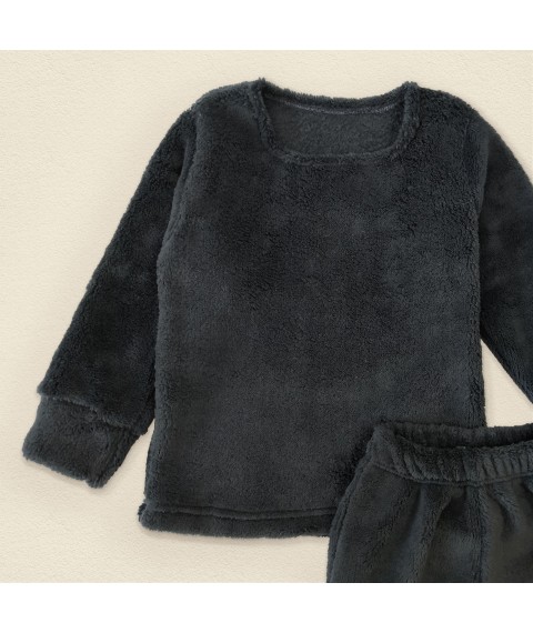 Children's warm and fluffy pajamas made of velsoft fabric Asphalt Dexter`s Gray 413 98 cm (d413-2)