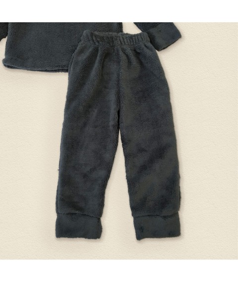 Children's warm and fluffy pajamas made of velsoft fabric Asphalt Dexter`s Gray 413 134 cm (d413-2)