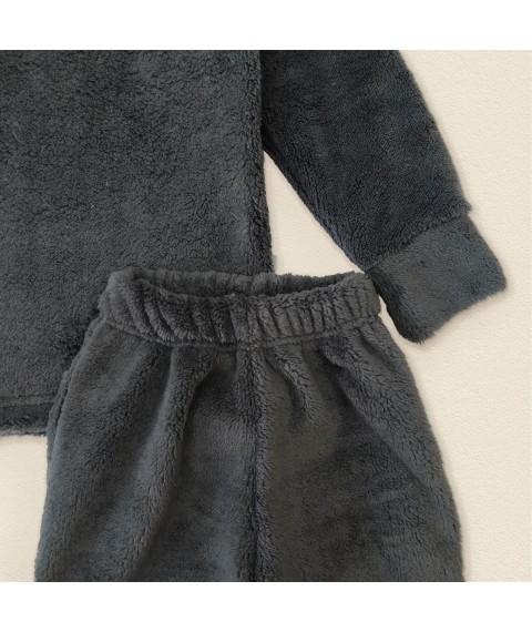 Детская теплая и пушистая пижама из ткани велсофт Asphalt  Dexter`s  Серый 413  98 см (d413-2)