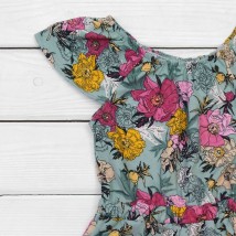 Summer overalls with floral print Dexter`s marigolds Gray;Pink d182cv-tm 122 cm (d182cv-tm)