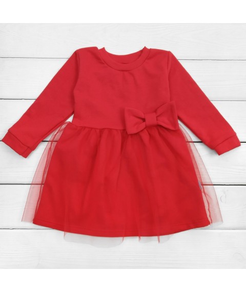 Red dress for children with tulle Lady Dexter`s Red 372 122 cm (d372бт-кр-нгтг)
