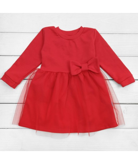 Red dress for children with tulle Lady Dexter`s Red 372 86 cm (d372бт-кр-нгтг)