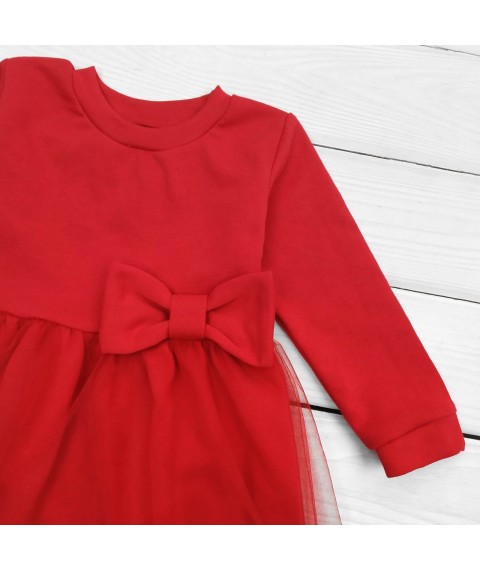 Red dress for children with tulle Lady Dexter`s Red 372 86 cm (d372бт-кр-нгтг)