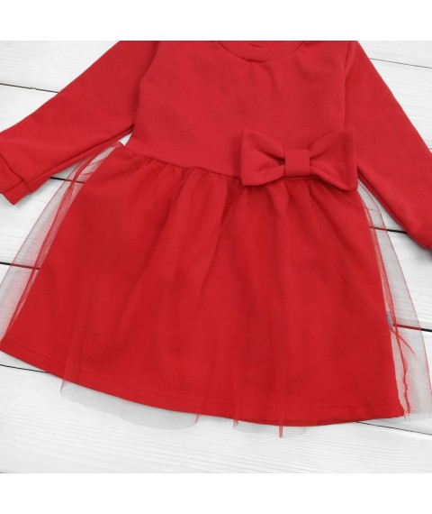 Red dress for children with tulle Lady Dexter`s Red 372 86 cm (d372бт-кр-нгтг)