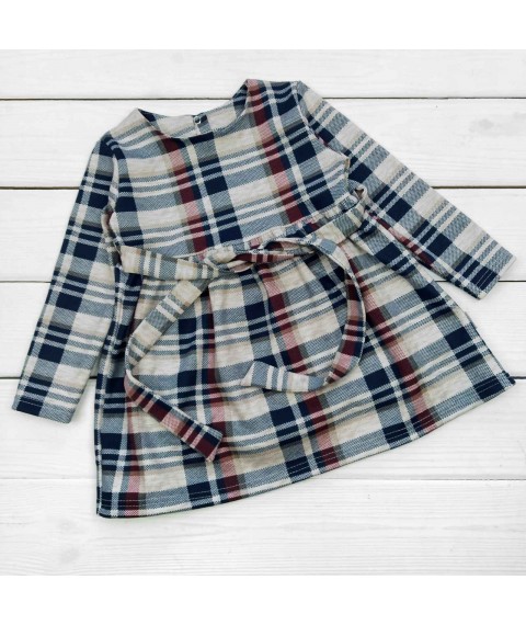 Queen Dexter`s Checkered Long Sleeve Children's Stylish Dress Gray;Beige 9002 98 cm (d9002)