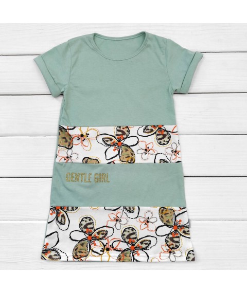 Girl's tunic dress Gentle Girl Dexter`s Green; White 1-23 110 cm (d1-23cv-bl)