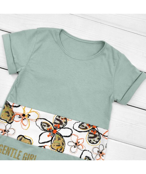 Girl's tunic dress Gentle Girl Dexter`s Green; White 1-23 110 cm (d1-23cv-bl)