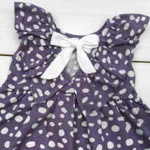 Dress with a flounce and a tie on the back Polka dot Malena Violet 115 98 cm (115gr-f)