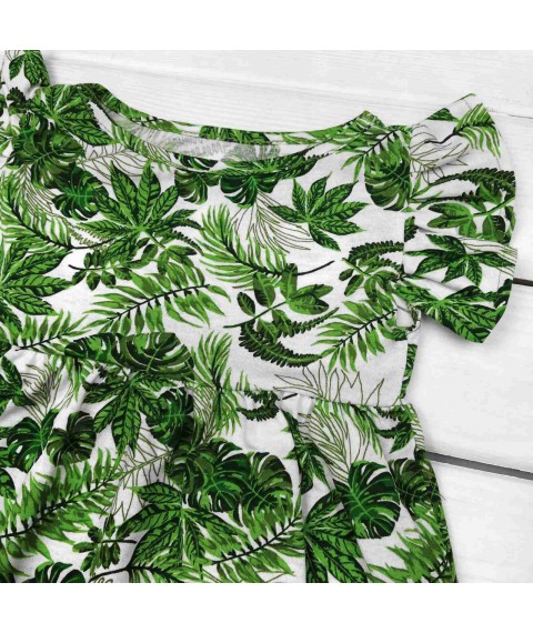 Платье из легкой принтованой ткани Папоротник  Dexter`s  Зеленый;Белый d123пр  122 см (d123пр)
