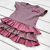 Детское платье с коротким рукавом и пышной юбочкой Пшено  Dexter`s  Бордовый 124  86 см (d124пш)