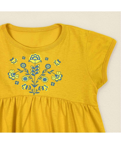Bright yellow dress for a girl under Dexter`s embroidery Yellow 118 134 cm (d118ас-ж)