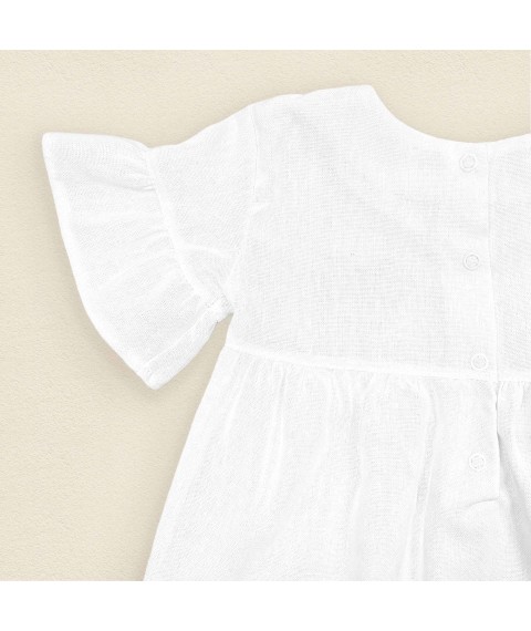 Красивое платье для девочки из льна Вільна Україна  Dexter`s  Белый 1118  110 см (d1118сц-б)