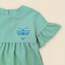 Платье для девочки из льна оливкового цвета Вільна Україна  Dexter`s  Зеленый 1118  122 см (d1118сц-ол)