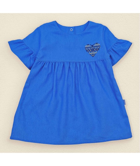 Платье для девочки из льна синее Вільна Україна  Dexter`s  Синий 1118  98 см (d1118сц-гб)