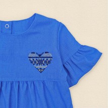 Сукня для дівчинки з льону синя Вільна Україна  Dexter`s  Синій 1118  98 см (d1118сц-гб)