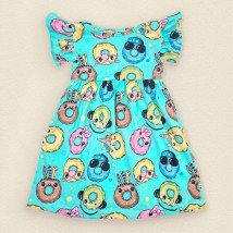 Детское платье кулир на лето Donuts  Dexter`s  Ментол 123  122 см (d123пч-зл)