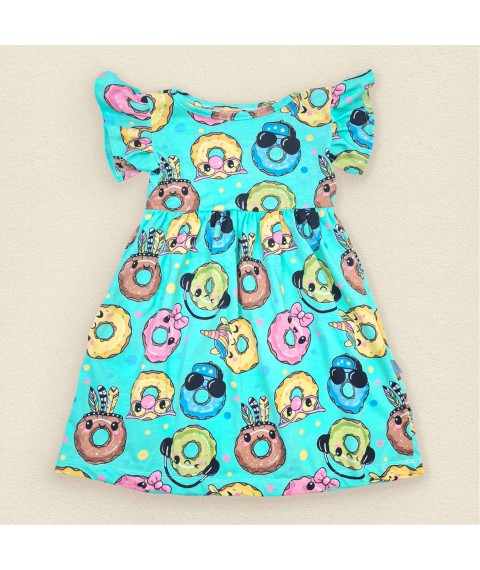 Детское платье кулир на лето Donuts  Dexter`s  Ментол 123  110 см (d123пч-зл)