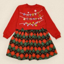Платье детское в клетку из ткани с начесом Christmas  Dexter`s  Красный;Зеленый 372  134 см (d372мр-кр-нгтг)