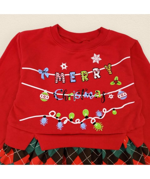 Платье детское в клетку из ткани с начесом Christmas  Dexter`s  Красный;Зеленый 372  110 см (d372мр-кр-нгтг)