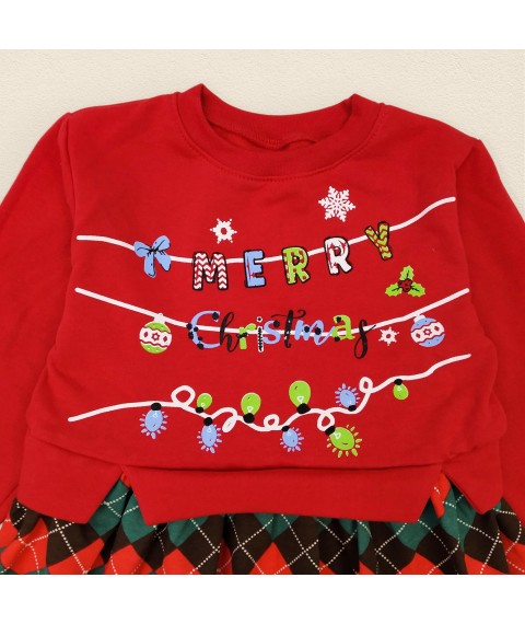 Платье детское в клетку из ткани с начесом Christmas  Dexter`s  Красный;Зеленый d372мр-кр-нгтг  134 см (d372мр-кр-нгтг)