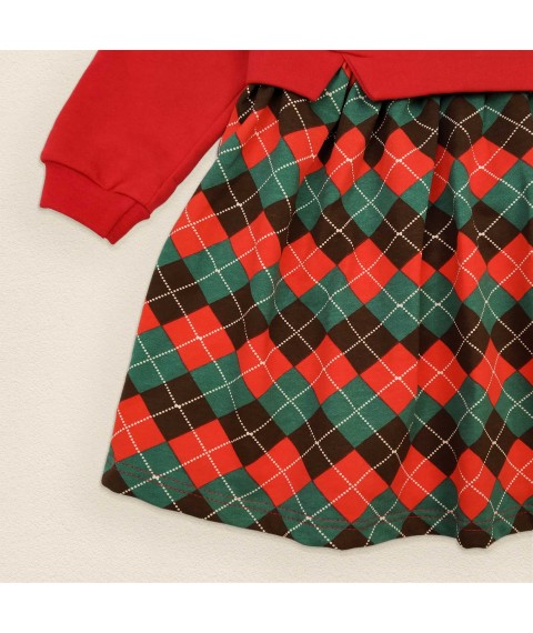 Child's dress in a checkered fabric with Nachos Christmas Dexter`s Red; Green 372 110 cm (d372мр-кр-нгтг)