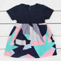 Abstract dress with short sleeves for girls Dexter`s Dark blue; Pink 118 98 cm (d118ab-ts)