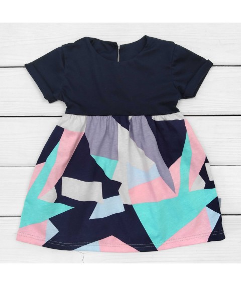 Abstract short-sleeved dress for girls Dexter`s Dark blue; Pink 118 86 cm (d118ab-ts)