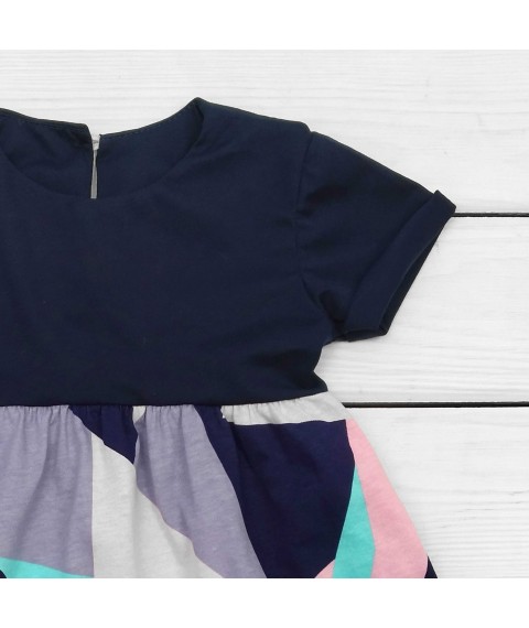 Abstract short-sleeved dress for girls Dexter`s Dark blue; Pink 118 86 cm (d118ab-ts)