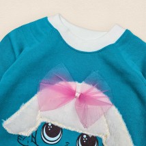 Tunic dress with nachos of turquoise color for girls Malena 343 104 cm (343l-br)