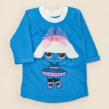 Children's tunic dress with nachos and appliqué Malena Blue 343 104 cm (343l-gb)