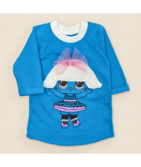 Children's tunic dress with nachos and appliqué Malena Blue 343 104 cm (343l-gb)