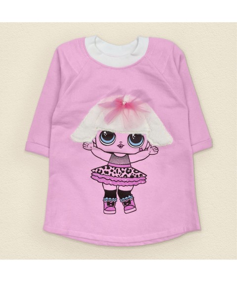 Baby tunic made of fabric with nachos and cute appliqué Malena Pink 343 80 cm (343l-rv)