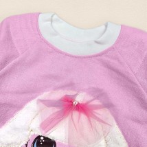 Детская туника из ткани с начесом и милой аппликацией  Malena  Розовый 343  80 см (343л-рв)