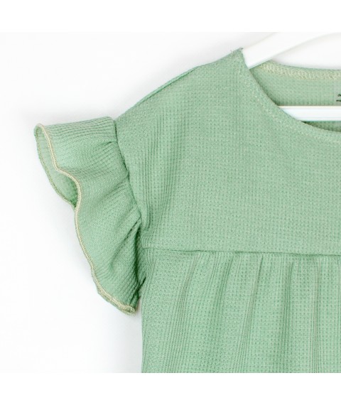 Olive Dexter`s summer dress made of waffle fabric Green d126vf-ol 98 cm (d126vf-ol)