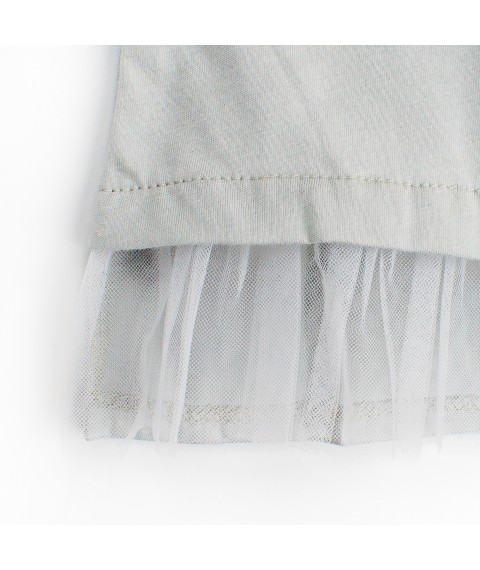 Детское трикотажное платье Зайчик с фатином  Dexter`s  Серый 138  92 см (d138-2)