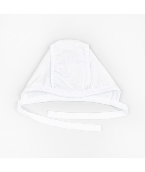 Cap for a newborn with ties white Dexter`s White 131 40 (d131b)