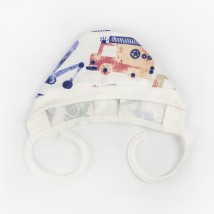 Чепчик на завязках с начесом для мальчиков Excavators  Dexter`s  Белый 312114 38  (312114)