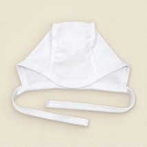 Cap for a newborn with ties white Dexter`s White 131 40 (d131b)