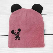 Children's cap with ears plain with print Dexter`s stretch band Pink 21-14 74 cm (21-14pd-rv-tm)