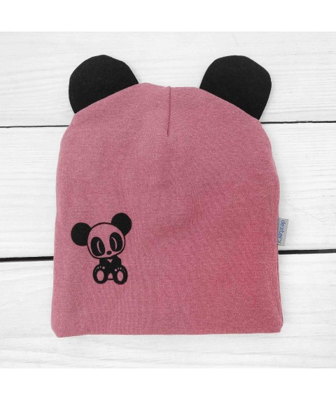 Children's cap with ears plain with print Dexter`s stretch band Pink 21-14 74 cm (21-14pd-rv-tm)