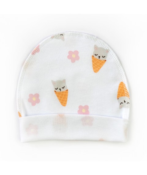 Шапочка для малышей с подворотом Cat ice cream  Dexter`s  Белый 910181 38  (910181)