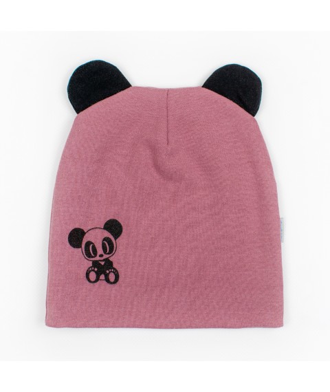 Children's cap with ears plain with a print Dexter`s stretch band Pink 21-14 98 cm (21-14pd-rv-tm)