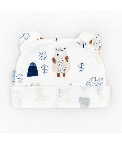 Forest Bear Dexter`s interlock cap for newborns White 962 48 (d962ls-b)