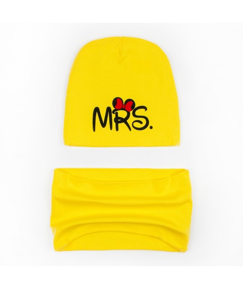 Double-layer children's cap with collar MRS Malena Yellow 21-16mrs-w 122 cm (21-16mrs-w)