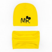 Double children's hat with collar MR Malena Yellow 21-16mr-w 110 cm (21-16mr-w)