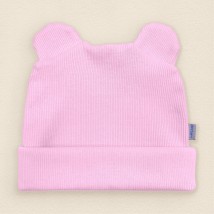 Демісезонна рожева шапочка для дівчинки рубчик  Dexter`s  Рожевий 21-2  74 см (d21-2шп-рв-1)