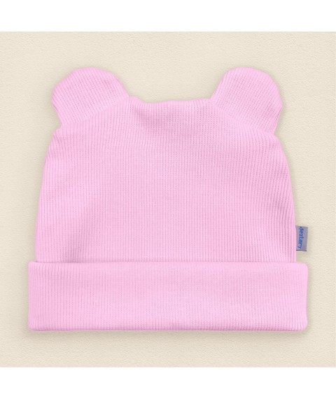 Демісезонна рожева шапочка для дівчинки рубчик  Dexter`s  Рожевий 21-2  74 см (d21-2шп-рв-1)