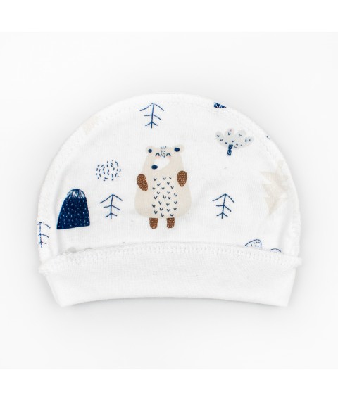 Cap with outer seam for newborns Forest Bear Dexter`s White 962 38 (d962-1ls-b)