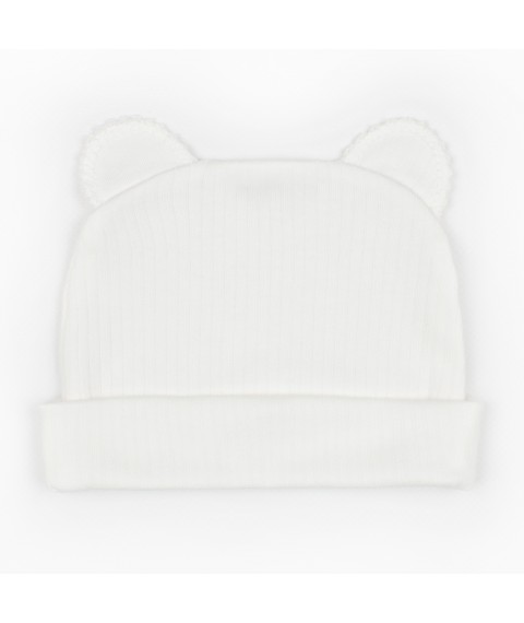 Cap with ears for babies knitted Dexter`s White 962 48 (962/4б)