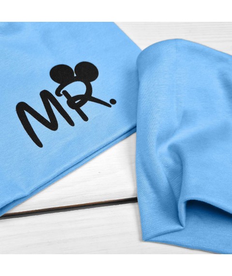 Double cap with a collar plain with print MR Malena Blue 21-16 110 cm (21-16mr-gb)